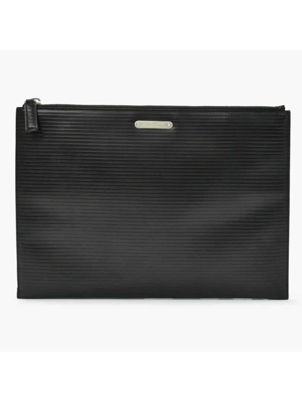 Saint Laurent Clutch Leather Black Silver